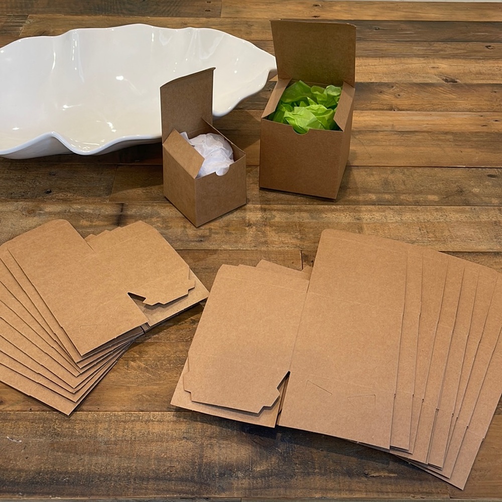 set of 20 BRAND NEW Kraft Brown Gift Boxes, ten 3” & ten 4” cubed, any occasion